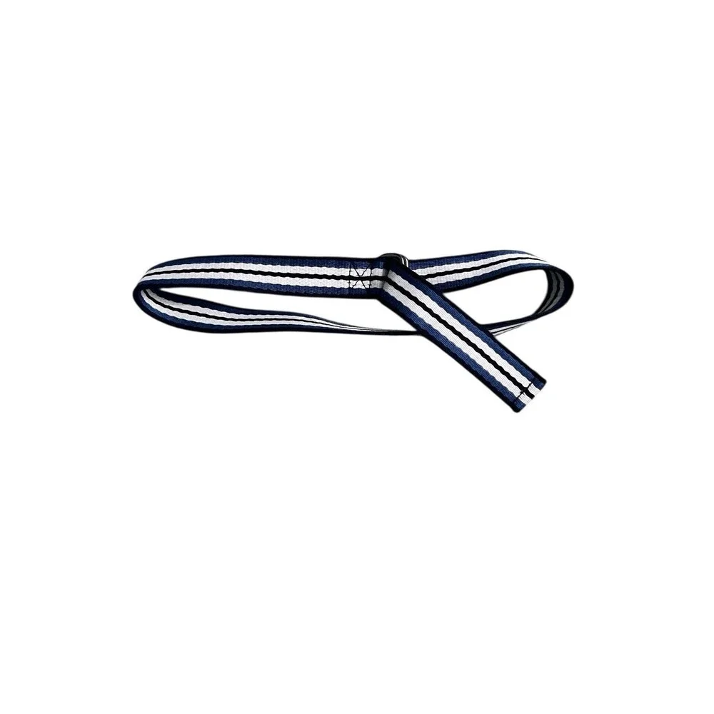 Polo Ralph Lauren 26.5” Boys 4/4T Striped Fabric Belt Navy Blue Double D Rings